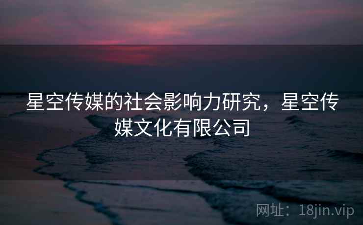 星空传媒的社会影响力研究，星空传媒文化有限公司